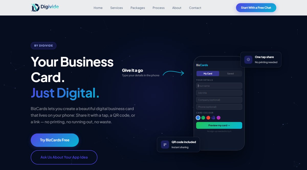 BizCards digital business card app