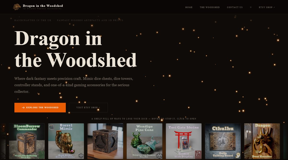 Dragon in the Woodshed website homepage