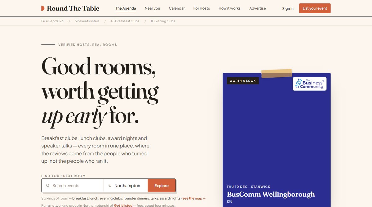 Round The Table networking events website